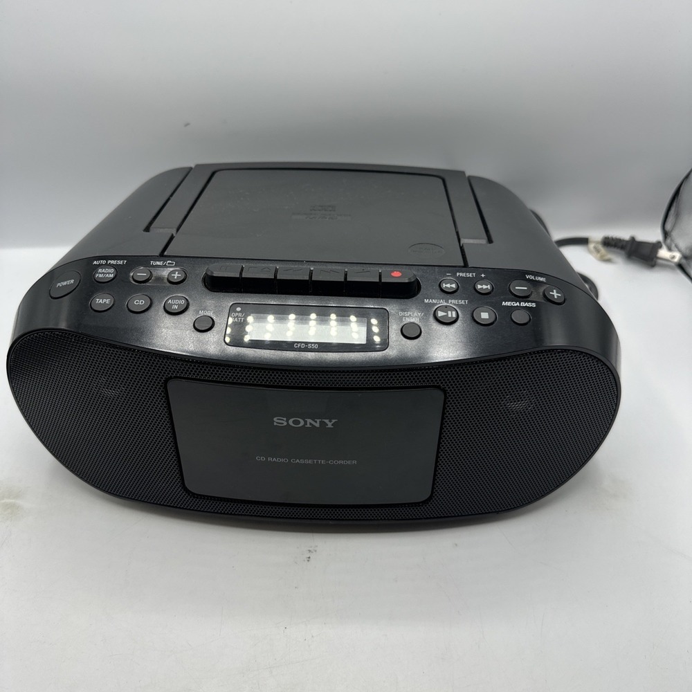 Sony CFD-S50 CD, AM/FM Radio, CD Player, & Cassette Player With Power Cord, READ